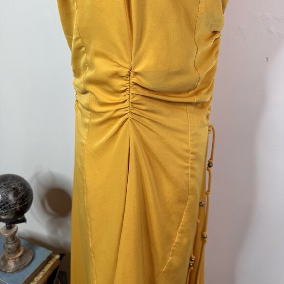 Altuzarra Kaya Asymmetric Cutout Satin Midi Dress Size 10 Modern Ruched $1525 - Picture 12 of 15